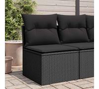 vidaXL Sedia da Giardino Senza Braccioli con Cuscini Nera Polyrattan