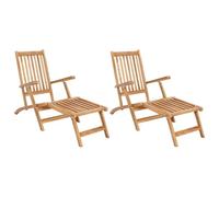 vidaXL Sedia da Ponte Pieghevole 2 pcs Naturale Legno di teak solido