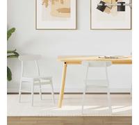 vidaXL Sedia da Pranzo 2 PCS Bianco Legno di Gomma Solido, Sala da Pranzo, Rettangolare, Design Vintage, Legno Duro Durevole, Finitura venatura Legno Beige, Ideale per riunioni di Famiglia, 6 posti