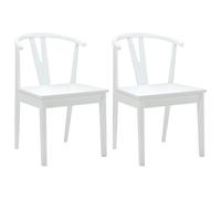 vidaXL Sedia da Pranzo 2 PCS Bianco e Bianco Legno di Gomma Solido, Tavolo Rettangolare Vintage per Sala da Pranzo, sedie Moderne, Decor Elegante, Design Unico, Perfetto per Famiglie