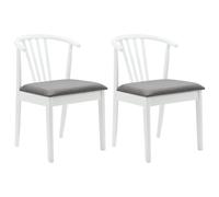 vidaXL Sedia da Pranzo 2 PCS Bianco e Grigio Legno di Gomma Massiccio, Sedia Vintage in Legno per Sala da Pranzo, Seduta Elegante, Accento per Mobili Interni