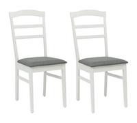 vidaXL Sedia da Pranzo 2 PCS Bianco e Grigio Legno di Gomma Solido, Sala da Pranzo, Rettangolare, Design Vintage, Legno Duro Durevole, Texture venatura del Legno Beige, Ideale per riunioni di famigli