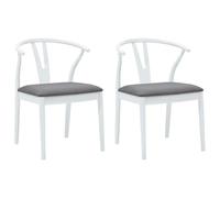 vidaXL Sedia da Pranzo 2 PCS Bianco e Grigio Legno di Gomma Solido, Sala da Pranzo, Rettangolare, Vintage, Fascino Rustico, Stile Country, Decorazione Elegante, Design Senza Tempo per Qualsiasi Casa