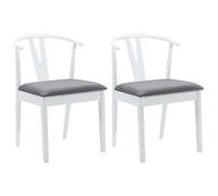 vidaXL Sedia da Pranzo 2 PCS Bianco e Grigio Legno di Gomma Solido, Tavolo Rettangolare Vintage per Sala da Pranzo, sedie Moderne, Decor Elegante, Design Unico, Perfetto per Famiglie