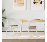 vidaXL Sedia da Pranzo 2 pz Legno di Gomma Solido Bianco/Marrone Design Vintage venatura legno beige