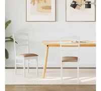 vidaXL Sedia da Pranzo 2 PCS Bianco e Marrone Legno di Gomma Solido, Sala da Pranzo, Rettangolare, Design Vintage, Legno Duro Durevole, Texture venatura del Legno Beige, Ideale per riunioni di famigl
