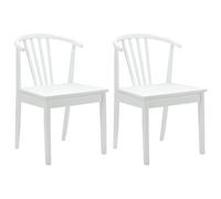 vidaXL Sedia da Pranzo 2 PCS Bianco Legno di Gomma Massiccio, Sedia Vintage in Legno per Sala da Pranzo, Seduta Elegante, Accento per Mobili Interni