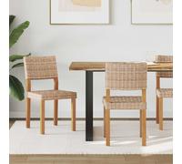 vidaXL Sedia da Pranzo 2 PCS Naturale 46 x 55 x 84 cm Rattan Kubu, Sedia da Pranzo Chic, Seduta Moderna in Rattan, Arredamento Versatile, Mogano Robusto, Design Raffinato, Schienale ergonomico