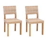 vidaXL Sedia da Pranzo 2 PCS Naturale 46 x 55 x 84 cm Rattan Kubu, Sedia da Pranzo Chic, Seduta Moderna in Rattan, Arredamento Versatile, Mogano Robusto, Design Raffinato, Schienale ergonomico