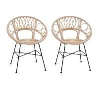 vidaXL Sedia da pranzo 2 pezzi, colore naturale, 65 x 55,5 x 81 cm, soggiorno, moderna, durevole, elegante, colori neutri, arredamento minimalista, layout funzionale per l'uso quotidiano