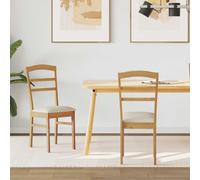 vidaXL Sedia da pranzo 2 pezzi – Legno di gomma solido naturale, design vintage beige