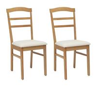 vidaXL Sedia da Pranzo 2 PCS Naturale e Chiaro Legno di Gomma Solido, Sala da Pranzo, Rettangolare, Design Vintage, Legno Duro Durevole, Texture venatura del Legno Beige, Ideale per riunioni di famig