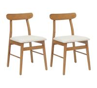 vidaXL Sedia da Pranzo 2 PCS Naturale e Chiaro Legno di Gomma Solido, Sala da Pranzo, Rettangolare, Design Vintage, Legno Duro Durevole, Finitura venatura Legno Beige, Ideale per riunioni di Famiglia