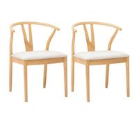 vidaXL Sedia da Pranzo 2 PCS Naturale e Chiaro Legno di Gomma Solido, Sala da Pranzo, Rettangolare, Vintage, Fascino Rustico, Stile Country, Decorazione Elegante, Design Senza Tempo per Qualsiasi CAS