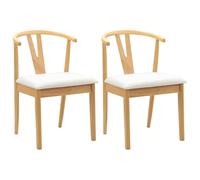 vidaXL Sedia da Pranzo 2 PCS Naturale e Chiaro Legno di Gomma Solido, Tavolo Rettangolare Vintage per Sala da Pranzo, sedie Moderne, Decor Elegante, Design Unico, Perfetto per Famiglie