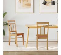 vidaXL 2 sedie da pranzo in legno naturale di gomma solido, cucina, rettangolare, moderno, durevole, per uso quotidiano, design elegante, facile da pulire, ideale per la cucina di casa