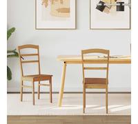 vidaXL 2 sedie da pranzo in legno naturale, in gomma solida, sala da pranzo, rettangolare, design vintage, in legno duro, resistente, texture beige, ideale per riunioni in famiglia, tavolo