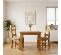 Sedia da pranzo 2 pcs Legno di Quercia Massello Beige