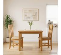 vidaXL Sedia da pranzo 2 pz Legno di Quercia Massello Beige