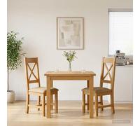 Sedia da pranzo 2 pcs Legno di Quercia Massello Beige