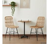 vidaXL Sedia da pranzo 2 pz Rattan e acciaio Naturale 41 x 55 x 85 cm