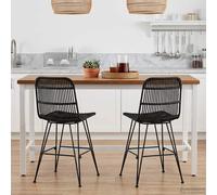 vidaXL Sedia da pranzo 2 pz Rattan e acciaio Nero 41 x 55 x 85 cm