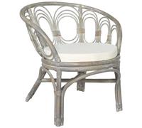 VIDAXL - Sedia da Pranzo con Cuscino Grigio in Rattan Naturale e Lino 72 x 68 x 76 cm