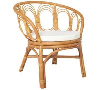 VIDAXL - Sedia da Pranzo e Cuscino Marrone Chiaro Rattan Naturale e Lino 72 x 68 x 76 cm
