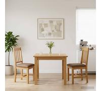 vidaXL VENLO - 2 sedie da pranzo in legno di rovere massiccio, sedia da pranzo moderna rettangolare, comoda con schienale, design in rovere massiccio e cuscino in schiuma