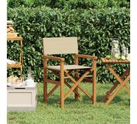 vidaXL Sedia da regista Marrone e Beige Legno di teak solido