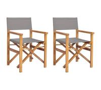 vidaXL Sedia da pranzo marrone e grigio chiaro, 56 x 54 x 87 cm, sedia pieghevole ergonomica per giardino e terrazza, seduta in teak, seduta impermeabile, mobili da esterni compatti ed eleganti