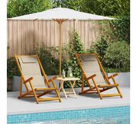vidaXL Sedia da spiaggia 2 pcs Marrone Legno di Acacia Massello