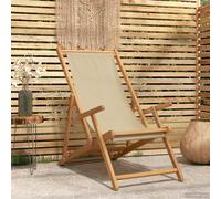 vidaXL Sedia da spiaggia Beige Legno di teak solido