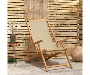 vidaXL Sedia da spiaggia Beige Legno di teak solido