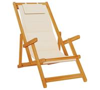 vidaXL Sedia da spiaggia pieghevole con braccioli Crema, sedia da spiaggia pieghevole, poltrona da spiaggia in legno, poltrona da esterno