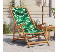 vidaXL Sedia da Spiaggia Pieghevole Foglie Legno Eucalipto e Tessuto