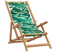 vidaXL Sedia da Spiaggia Pieghevole Foglie Legno Eucalipto e Tessuto, Poltrona a Sdraio, Sedia da Esterno, sedie da Giardino, Sedia da Campeggio