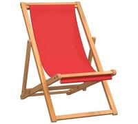 vidaXL Sedia da Spiaggia Pieghevole Seggiola da Mare Richiudibile Sedile per Campeggio Accessori da Esterni Rossa Legno Massello di Teak