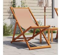 vidaXL Sedia da Spiaggia Pieghevole Tortora Legno Eucalipto e Tessuto