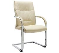 vidaXL Sedia da Ufficio a Sbalzo Crema in Similpelle