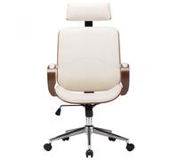 VidaXL Sedia da Ufficio con Poggiatesta Legno/Crema