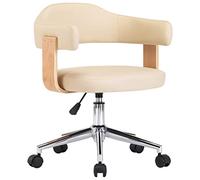 vidaXL Sedia da Ufficio Girevole Crema in Legno Piegato e Similpelle