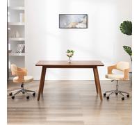 vidaXL Sedia da Ufficio Girevole Crema in Legno Piegato e Similpelle