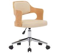 vidaXL Sedia da Ufficio Girevole Crema in Legno Piegato e Similpelle