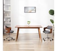 vidaXL Sedia da Ufficio Girevole Grigia in Legno Piegato e Similpelle