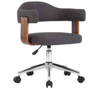 vidaXL Sedia da Ufficio Girevole Grigia in Legno Piegato e Tessuto