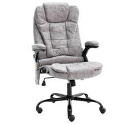 vidaXL Sedia da Ufficio Massaggiante Grigio Chiaro in Vera Pelle
