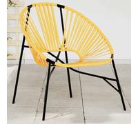 vidaXL Sedia da Uovo da Giardino in Polyrattan Nero e Giallo
