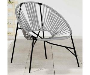 vidaXL Sedia da Uovo da Giardino in Polyrattan Nero e Grigio Chiaro