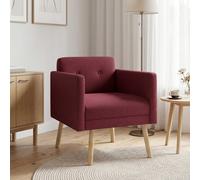 vidaXL Sedia d'accento Rosso Vino Tessuto | 100% poliestere per una seduta comoda. Le gambe in legno massiccio di caucciù garantiscono stabilità e sostegno